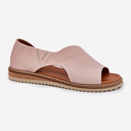 Sandalias de cuero para mujeres Artiker 46C1018 Rosa claro rosado 4