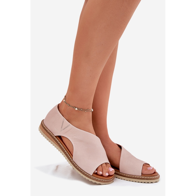 Sandalias de cuero para mujeres Artiker 46C1018 Rosa claro rosado 1