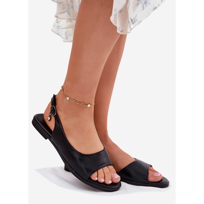 EVento Sandalias de mujer plana negra negro 1