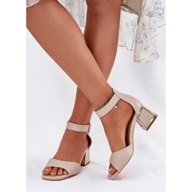 EVento Sandalias De Mujer Con Tacón Alto, Beige 5