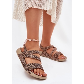 Sandalias de cuero para mujeres Zazoo K1004 LEOPARD EMPRESO marrón 2
