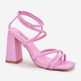 Sandalias De Tacón Alto Con Tiras Para Mujer, Rosa rosado 8