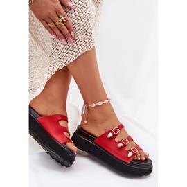 Flip fallas para mujeres en la plataforma con rayas rojas rojo 7