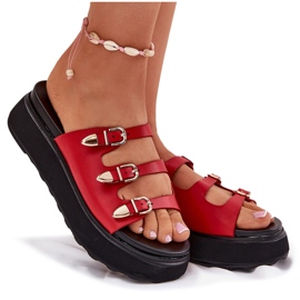 Flip fallas para mujeres en la plataforma con rayas rojas rojo 9