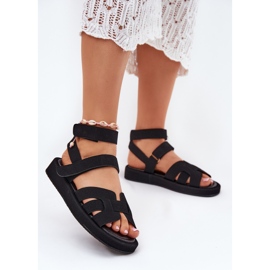 Sandalias para mujeres con velcro negro 2
