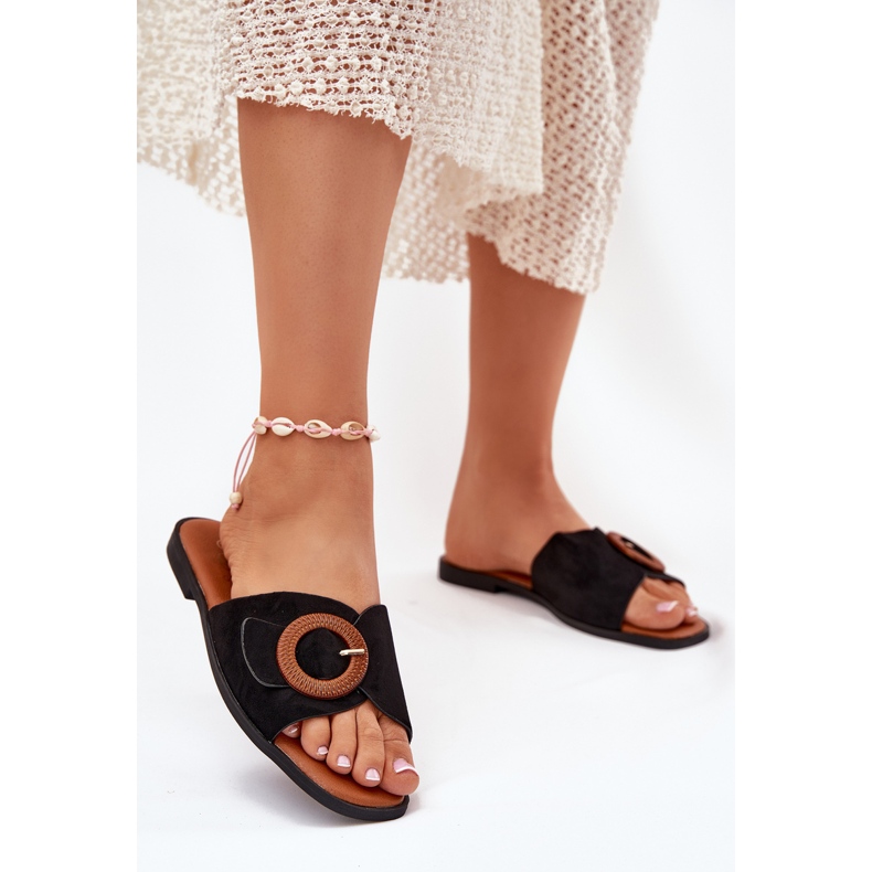 Chanclas de mujer plana con abrazadera negra negro 2