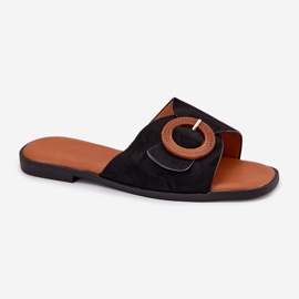 Chanclas de mujer plana con abrazadera negra negro 4