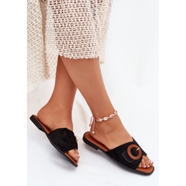 Chanclas de mujer plana con abrazadera negra negro 7