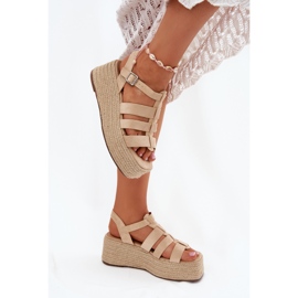 Sandalias para mujeres con rayas y trenza beige 3