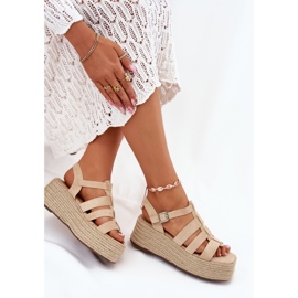 Sandalias para mujeres con rayas y trenza beige 6