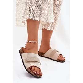 Flip Flip Flip Flip con velcro en una plataforma de corcho beige 4