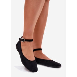 Ballerinas de gamuza ecológica con cinturón y abrazadera negra negro 1 Ballerinas de gamuza ecológica con cinturón y abrazadera negra negro 1
