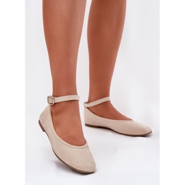 Ballerinas de ante Eco con cinturón y una abrazadera beige 2