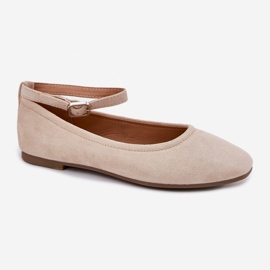 Ballerinas de ante Eco con cinturón y una abrazadera beige 4