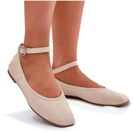 Ballerinas de ante Eco con cinturón y una abrazadera beige 8