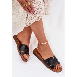 Zapatillas para mujeres con cuero de cuero ecológico negro 6