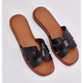 Zapatillas para mujeres con cuero de cuero ecológico negro 8