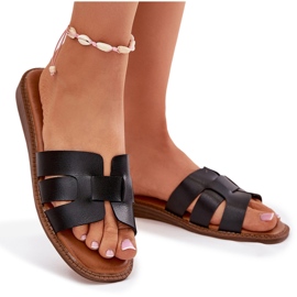 Zapatillas para mujeres con cuero de cuero ecológico negro 9