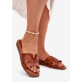 Boto Zapatillas para mujeres con camello de cuero ecológico Lisanoria marrón 1