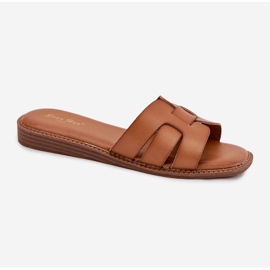Zapatillas para mujeres con cuero ecológico marrón 3