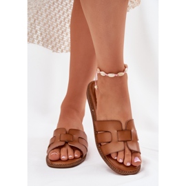 Zapatillas para mujeres con cuero ecológico marrón 4