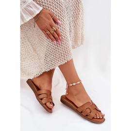 Zapatillas para mujeres con cuero ecológico marrón 7