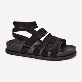Sandalias para mujeres de ante Eco con velcro negro 4