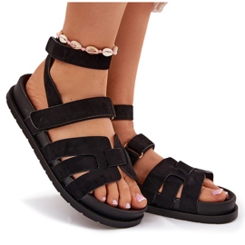 Sandalias para mujeres de ante Eco con velcro negro 8