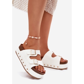 Flip Flip Flip Flip con hebillas en una plataforma masiva White blanco 2