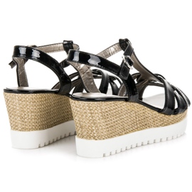 Kylie Sandalias cuña lacada negro 4