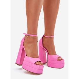 Sandalias de mujeres en la plataforma Post y Pink rosado 6