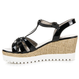 Kylie Sandalias cuña lacada negro 3