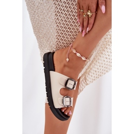 Flip Flip Flip con hebillas en la plataforma beige 4