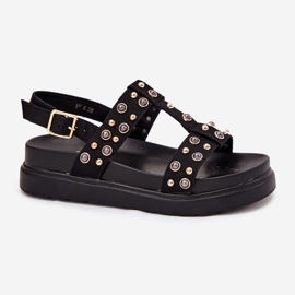 Sandalias de mujeres decoradas en la plataforma Negro 4