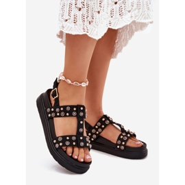 Sandalias de mujeres decoradas en la plataforma Negro 1