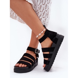 Sandalias para mujeres en la plataforma con rayas negras negro 3