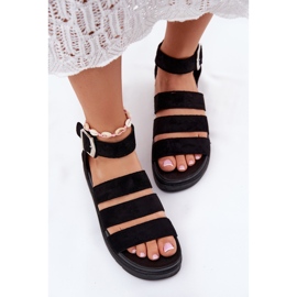 Sandalias para mujeres en la plataforma con rayas negras negro 6