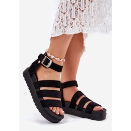 Sandalias para mujeres en la plataforma con rayas negras negro 1