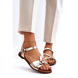 Zazoo 40182 Sandalias de cuero de cuero Złote dorado 4