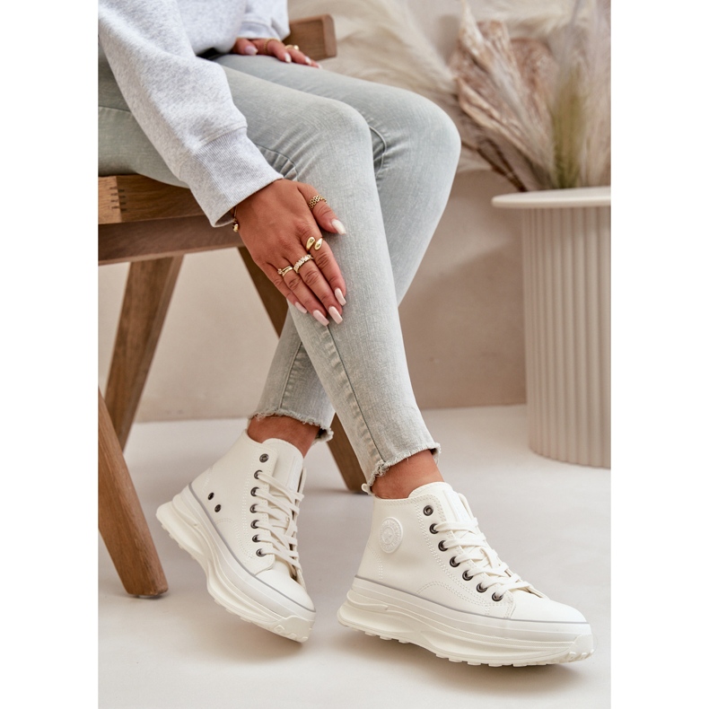 Zapatillas de deporte femeninas en la plataforma Big Star OO274064 Plataforma blanca blanco 4