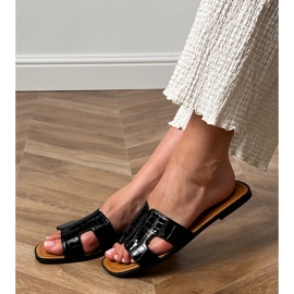 Chanclas negras planas con presión negro 1