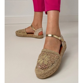 Sandalias de oro de alpargatas abiertas dorado 2