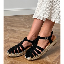 Sandalias negras Espadrilles Gladiador de Ekozamszu negro 1