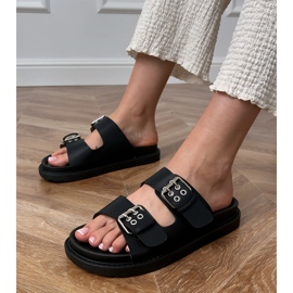 Chanclas negras con abrazaderas en rayas negro 1