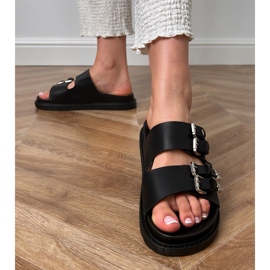 Zapatillas negras para mujeres con hebillas decorativas negro 5