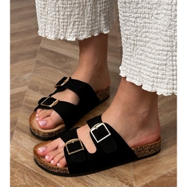 Chanclas negras con suela de corcho negro 2