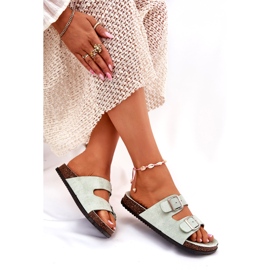 Chanclas para mujeres con hebillas de menta verde 4