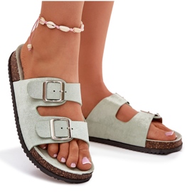 Chanclas para mujeres con hebillas de menta verde 5