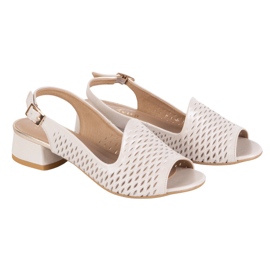 Olivier Sandalias de cuero a puertas para mujeres N1871 ECRU beige 2
