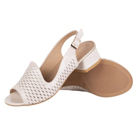 Olivier Sandalias de cuero a puertas para mujeres N1871 ECRU beige 3